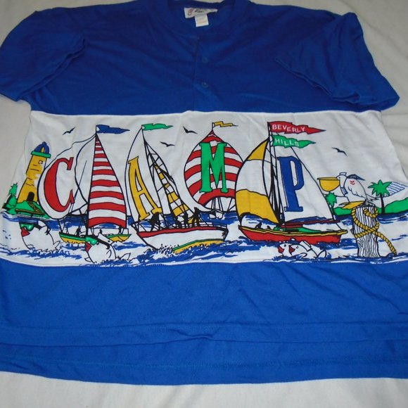 Camp Beverly Hills Tops - Vintage Camp Beverly Hills Button Shirt Medium